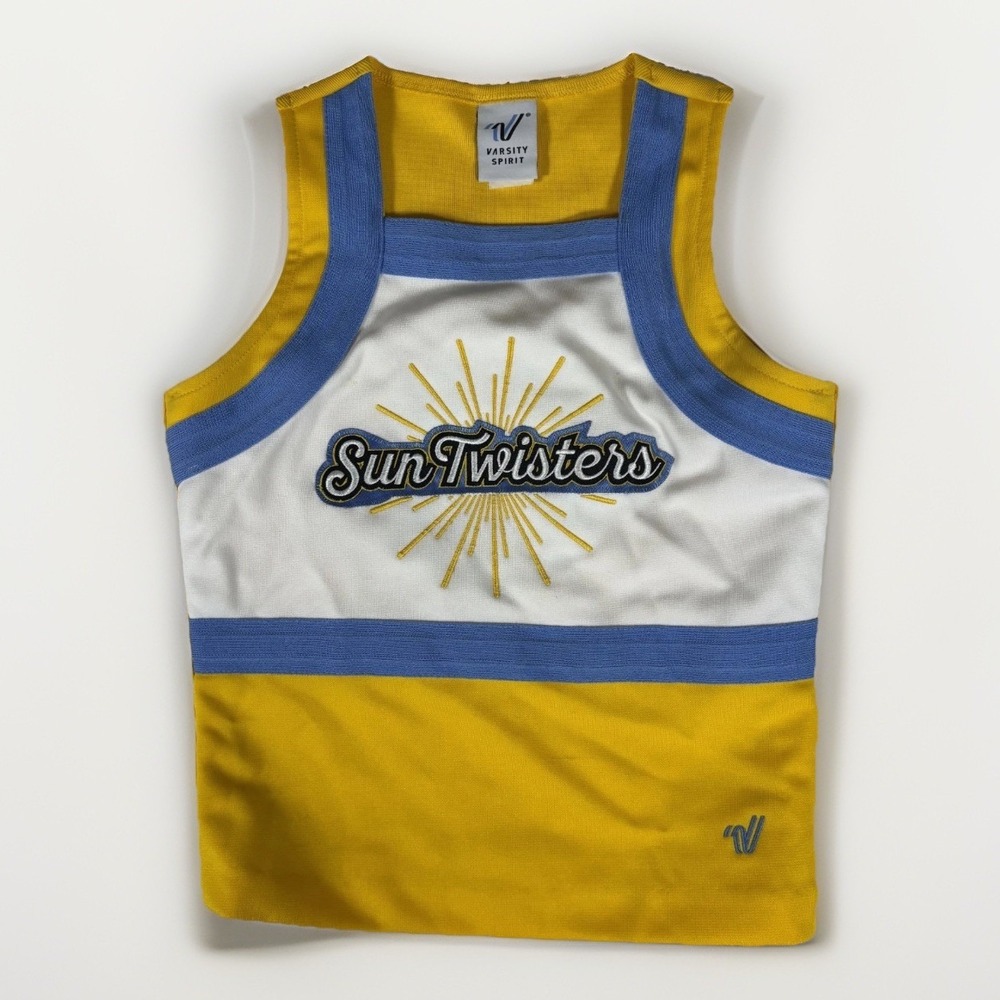 Varsity Spirit‎ Cheerleading Top Girls YL+2 Yellow Sun Twisters Cheer & Training